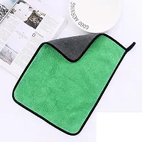 Auto Hub Heavy Microfiber Cloth for Car Cleaning and Detailing, Double Sided, Extra Thick Plush Microfiber Towel Lint-Free, 800 GSM (Size 40cm x 40cm)/Pack of 1, Color: Green-thumb3