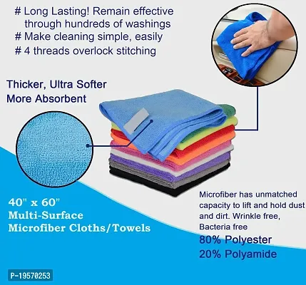 Auto Hub Microfiber Cleaning Cloths, 1 pcs 40x40 Cm 250GSM Blue Highly Absorbent, Lint and Streak Free, Multi - Purpose Wash Cloth for Kitchen, Car, Window, Stainless Steel-thumb2