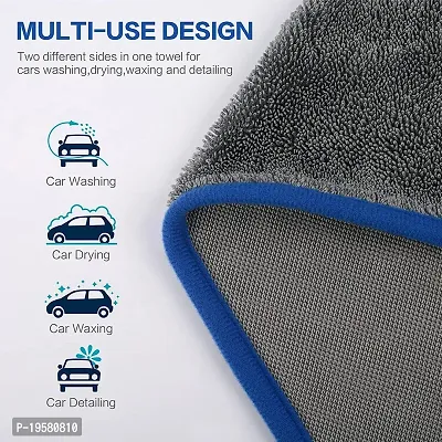 Auto Hub Heavy Microfiber Cloth for Car Cleaning and Detailing, Twiste Loop, Extra Thick Plush Microfiber Towel Lint-Free, 600 GSM (Size 60cm x 40cm)/Pack of 1, Color: Green-thumb2