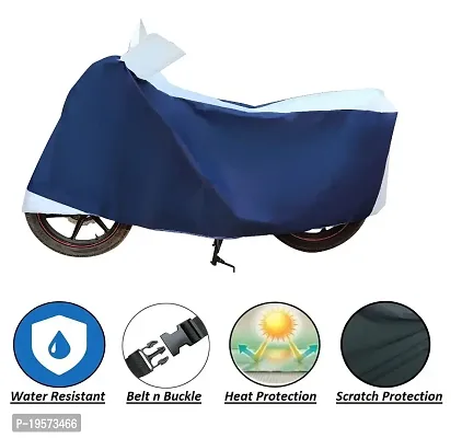 Auto Hub Waterproof Bike Body Cover for TVS Pep Plus - Navy Silver-thumb2