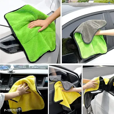 Auto Hub 500 GSM, Microfiber Double Layered Cloth 30x40 Cms 1 Piece Cloth Set, Extra Thick Microfiber Cleaning Cloths Perfect for Bike, Auto, Cars Both Interior and Exterior.-thumb4