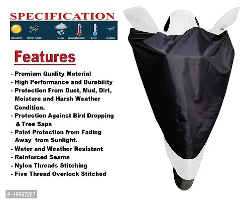 Auto Hub Waterproof Bike Body Cover Compatible with Hero CD Deluxe -(Fabric:-Polyester, Color:-Black-White)-thumb3