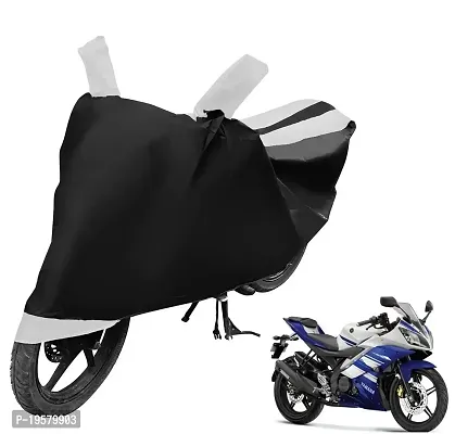 Auto Hub Yamaha R15 Bike Cover Waterproof Original / R15 Cover Waterproof / R15 bike Cover / Bike Cover R15 Waterproof / R15 Body Cover / Bike Body Cover R15 With Ultra Surface Body Protection (Black, White Look)-thumb0