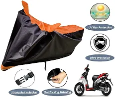 Auto Hub Aprilia 125 Bike Cover Waterproof Original / Aprilia 125 Cover Waterproof / Aprilia 125 bike Cover / Bike Cover Aprilia 125 Waterproof / Aprilia 125 Body Cover / Bike Body Cover Aprilia 125 With Ultra Surface Body Protection (Black, Orange Look)-thumb1