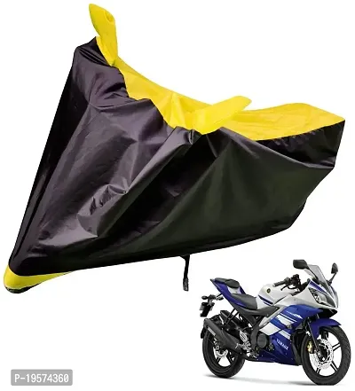 Auto Hub Yamaha R15 Bike Cover Waterproof Original / R15 Cover Waterproof / R15 bike Cover / Bike Cover R15 Waterproof / R15 Body Cover / Bike Body Cover R15 With Ultra Surface Body Protection (Black, Yellow Look)-thumb0