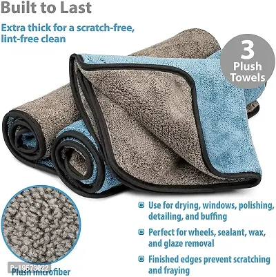 Auto Hub Heavy Microfiber Cloth for Car Cleaning and Detailing, Double Sided, Extra Thick Plush Microfiber Towel Lint-Free, 800 GSM (Size 40cm x 40cm)/Pack of 1, Color: Blue-thumb5