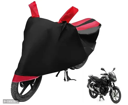 Auto Hub Bajaj Pulsar 150 Bike Cover Waterproof Original / Pulsar 150 Cover Waterproof / Pulsar 150 bike Cover / Bike Cover Pulsar 150 Waterproof / Pulsar 150 Body Cover / Bike Body Cover Pulsar 150 With Ultra Surface Body Protection (Black, Red Look)-thumb0