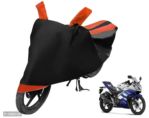 Auto Hub Yamaha R15 Bike Cover Waterproof Original / R15 Cover Waterproof / R15 bike Cover / Bike Cover R15 Waterproof / R15 Body Cover / Bike Body Cover R15 With Ultra Surface Body Protection (Black, Orange Look)