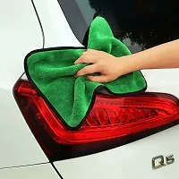 Auto Hub Heavy Microfiber Cloth for Car Cleaning and Detailing, Double Sided, Extra Thick Plush Microfiber Towel Lint-Free, 800 GSM (Size 40cm x 40cm)/Pack of 1, Color: Green-thumb1