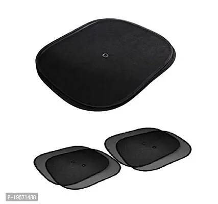 Auto Hub Hyundai Creta Black Cotton Fabric Car Window Sunshades with Vacuum Cups (Set of 4)-thumb3