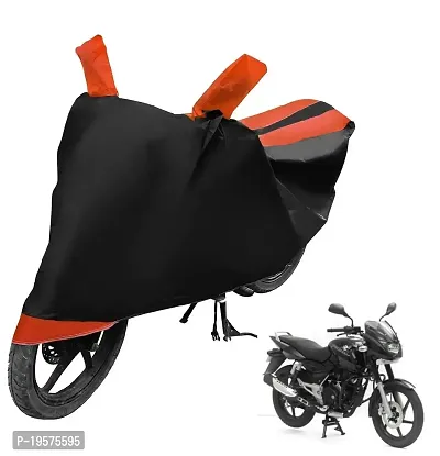 Auto Hub Bajaj Pulsar 180 Bike Cover Waterproof Original / Pulsar 180 Cover Waterproof / Pulsar 180 bike Cover / Bike Cover Pulsar 180 Waterproof / Pulsar 180 Body Cover / Bike Body Cover Pulsar 180 With Ultra Surface Body Protection (Black, Orange Look)