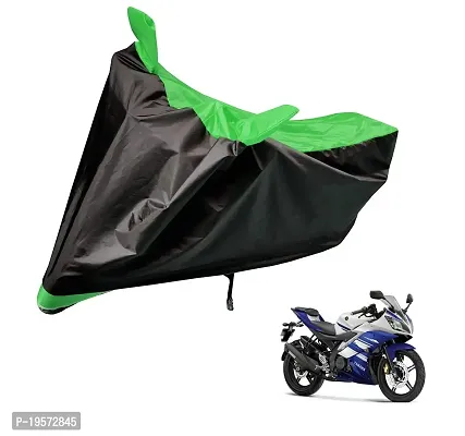 Auto Hub Yamaha R15 Bike Cover Waterproof Original / R15 Cover Waterproof / R15 bike Cover / Bike Cover R15 Waterproof / R15 Body Cover / Bike Body Cover R15 With Ultra Surface Body Protection (Black, Green Look)