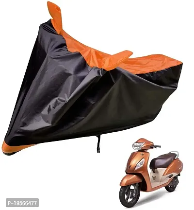 Auto Hub Waterproof Bike Body Cover Compatible with TVS Jupiter -(Fabric:-Polyester, Color:-Black/Orange)