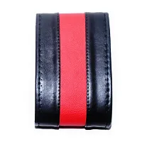 Auto Hub Leatherite Steering Wheel Cover Compatible with Hyundai Santro (Model : 2019-Till Date) (Color-Black-Red -Size-Small)-thumb1