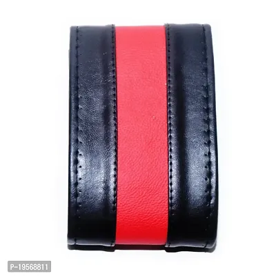 Auto Hub Leatherite Steering Wheel Cover Compatible with Hyundai Santro (Model : 2019-Till Date) (Color-Black-Red -Size-Small)-thumb2