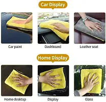 Auto Hub 800 GSM Microfiber Double Layered Cloth Extra Thick Plush, Lint Free Microfiber Towel for Home/Office/Kitchen/Car/Bike (40x40 cm, Pack of 1, Yellow)-thumb4