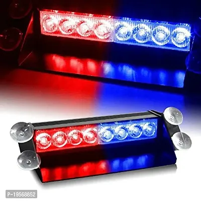 Auto Hub Car 8 LEDs Red Blue Police Flashing Light for Cars-thumb2