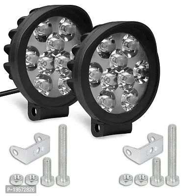 Auto Hub 9 LED 27W Anti Fog White Spot Light Auxiliary Light with Switch for Bikes  Scooty - Pack of Two-thumb2