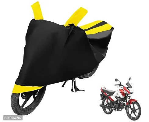 Auto Hub Hero Splendor i Bike Cover Waterproof Original / Splendor i Cover Waterproof / Splendor i bike Cover / Bike Cover Splendor i Waterproof / Splendor i Body Cover / Bike Body Cover Splendor i With Ultra Surface Body Protection (Black, Yellow Look)-thumb0