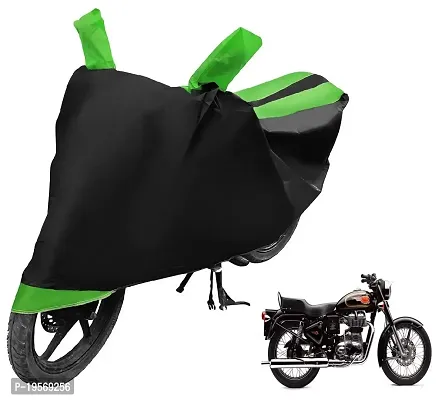 Auto Hub Royal-Enfield 500 Bike Cover Waterproof Original / Bullet 500 Cover Waterproof / Bullet 500 bike Cover / Bike Cover Bullet 500 Waterproof / Bullet 500 Body Cover / Bike Body Cover Bullet 500 With Ultra Surface Body Protection (Black, Green Look)