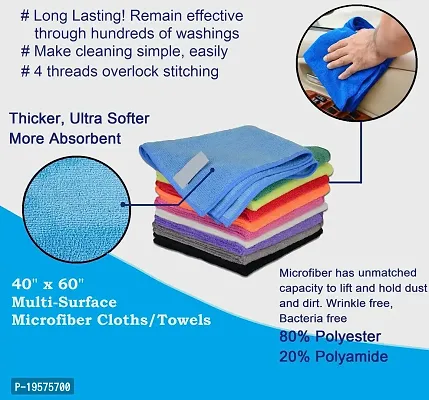 Auto Hub Microfiber Cleaning Cloths, 8 pcs 40x40 Cm 250GSM Multi-Color Highly Absorbent, Lint and Streak Free, Multi - Purpose Wash Cloth for Kitchen, Car, Window, Stainless Steel-thumb2