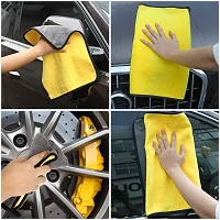 Auto Hub Microfiber Double Layered Cloth 40x40 cm Towel Set, Extra Thick Microfiber Cleaning Cloths Perfect for Bike, Auto, Cars Both Interior and Exterior Multi Color-thumb2