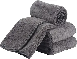 Auto Hub Heavy Microfiber Cloth for Car Cleaning and Detailing, Double Sided, Extra Thick Plush Microfiber Cloth Lint-Free, 400 GSM (Size 40cm x 40cm)/Pack of 1, Color:- Grey-thumb3