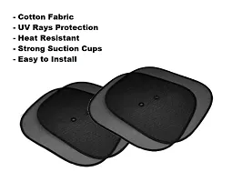 Auto Hub Renault Kwid Black Cotton Fabric Car Window Sunshades with Vacuum Cups (Set of 4)-thumb1