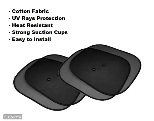 Auto Hub Renault Kwid Black Cotton Fabric Car Window Sunshades with Vacuum Cups (Set of 4)-thumb2