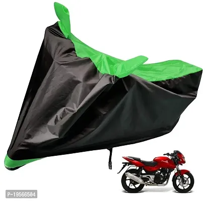 Auto Hub Bajaj Pulsar 200 Bike Cover Waterproof Original / Pulsar 200 Cover Waterproof / Pulsar 200 bike Cover / Bike Cover Pulsar 200 Waterproof / Pulsar 200 Body Cover / Bike Body Cover Pulsar 200 With Ultra Surface Body Protection (Black, Green Look)-thumb0