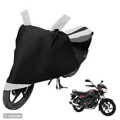 Auto Hub Bajaj Discover Bike Cover Waterproof Original / Discover Cover Waterproof / Discover bike Cover / Bike Cover Discover Waterproof / Discover Body Cover / Bike Body Cover Discover With Ultra Surface Body Protection (Black, White Look)-thumb0