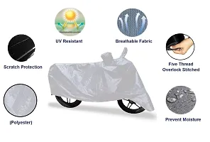 Auto Hub Honda CB Shine SP Bike Cover Waterproof Original / CB Shine SP Cover Waterproof / CB Shine SP bike Cover / Bike Cover CB Shine SP Waterproof / CB Shine SP Body Cover / Bike Body Cover CB Shine SP With Ultra Surface Body Protection (Silver Look)-thumb2