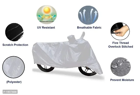 Auto Hub Honda CB Shine SP Bike Cover Waterproof Original / CB Shine SP Cover Waterproof / CB Shine SP bike Cover / Bike Cover CB Shine SP Waterproof / CB Shine SP Body Cover / Bike Body Cover CB Shine SP With Ultra Surface Body Protection (Silver Look)-thumb3