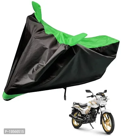 Auto Hub Waterproof Bike Body Cover Compatible with TVS Star City Plus -(Fabric:-Polyester, Color:-Black/Green)