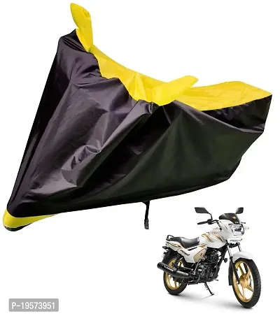 Auto Hub Waterproof Bike Body Cover Compatible with TVS Star City Plus -(Fabric:-Polyester, Color:-Black/Yellow)-thumb0