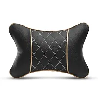 Euro Care Car Neck Rest Pillows, Cushion Set (Black-Beige/Pack of 2)-thumb1