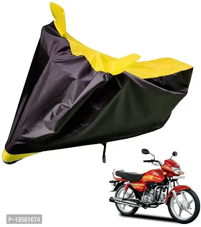 Auto Hub Hero CD Deluxe Bike Cover Waterproof Original / CD Deluxe Cover Waterproof / CD Deluxe bike Cover / Bike Cover CD Deluxe Waterproof / CD Deluxe Body Cover / Bike Body Cover CD Deluxe With Ultra Surface Body Protection (Black, Yellow Look)