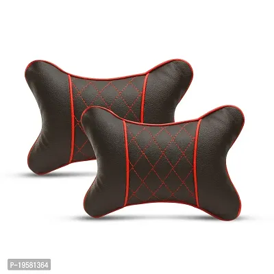 Euro Care Car Neck Rest Pillows, Cushion Set (Black-Red/Pack of 2)