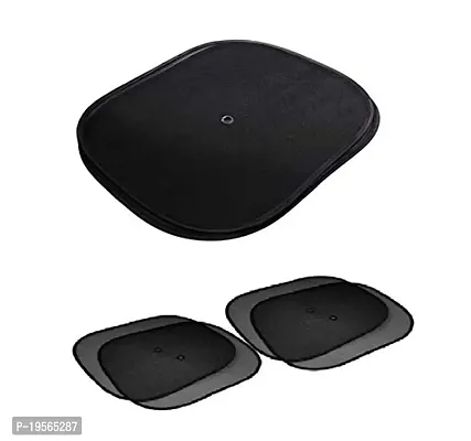 Auto Hub Renault Kwid Black Cotton Fabric Car Window Sunshades with Vacuum Cups (Set of 4)-thumb3