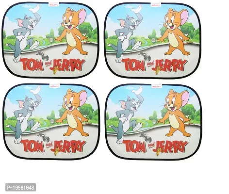 Auto Hub Camry Tom Jerry Cotton Fabric Car Window Sunshades with Vacuum Cups (Set of 4)-thumb2