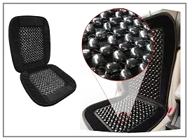 Auto Hub Velvet Seat Cover Wooden Beads Cushion Pad - Black-thumb3