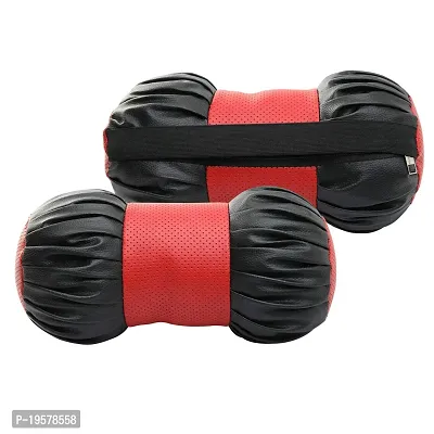 Auto Hub Faux Leather Neck Rest for Cars, Car Neck Support, Car Neck Rest Pillow - Pack of 2, (Dumbell Shape Black, Red)-thumb4