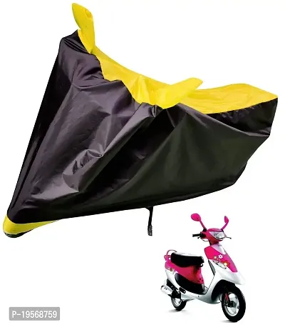 Auto Hub TVS Pep Plus Bike Cover Waterproof Original / Pep Plus Cover Waterproof / Pep Plus bike Cover / Bike Cover Pep Plus Waterproof / Pep Plus Body Cover / Bike Body Cover Pep Plus With Ultra Surface Body Protection (Black, Yellow Look)