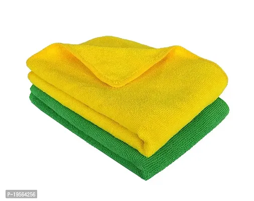 Auto Hub Microfiber Cleaning Cloths, 2 pcs 40x40 Cm 250GSM Multi-Color Highly Absorbent, Lint and Streak Free, Multi - Purpose Wash Cloth for Kitchen, Car, Window, Stainless Steel