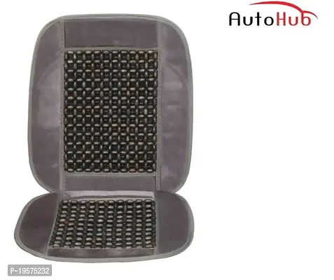 Auto Hub Velvet Car Seat Cover Wooden Beads Cushion Pad - Grey