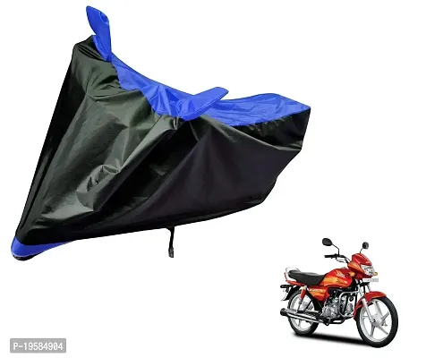 Auto Hub Waterproof Bike Body Cover Compatible with Hero CD Deluxe -(Fabric:-Polyester, Color:-Black/Blue)