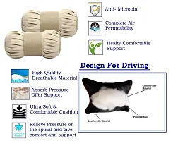 Auto Hub Faux Leather Neck Rest for Cars, Car Neck Support, Car Neck Rest Pillow - Pack of 2, (Dumbell Shape, Beige)-thumb2