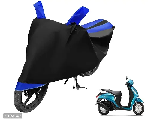 Euro Care Yamaha Fascino Bike Cover Waterproof Original / Fascino Cover Waterproof / Fascino bike Cover / Bike Cover Fascino Waterproof / Fascino Body Cover / Bike Body Cover Fascino With Ultra Surface Body Protection (Black, Blue Look)-thumb0