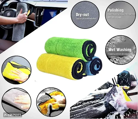 Auto Hub 500 GSM, Microfiber Double Layered Cloth 30x40 Cms 1 Piece Cloth Set, Extra Thick Microfiber Cleaning Cloths Perfect for Bike, Auto, Cars Both Interior and Exterior.-thumb3