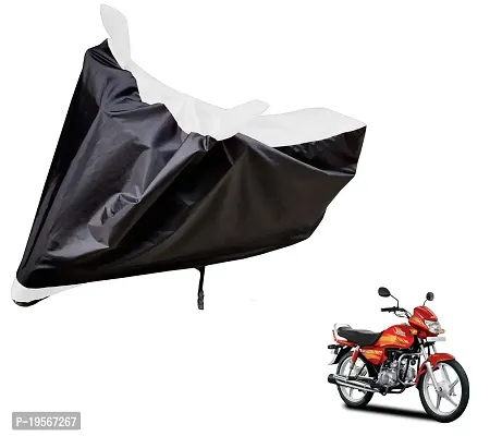 Auto Hub Waterproof Bike Body Cover Compatible with Hero CD Deluxe -(Fabric:-Polyester, Color:-Black-White)-thumb0